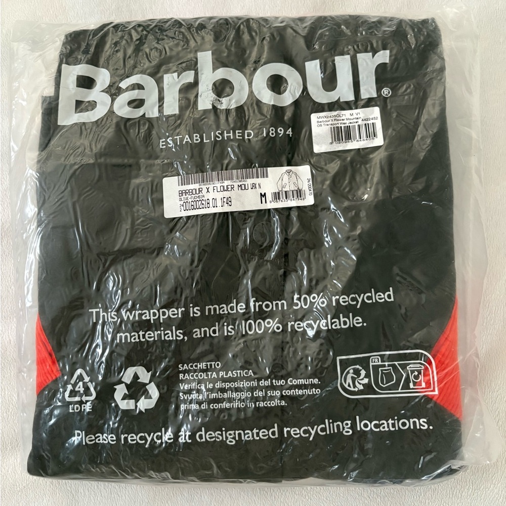 NWT BARBOUR X FLOWER MOUNTAIN Jacket in Black/ Fuchsia - Picture 11 of 16